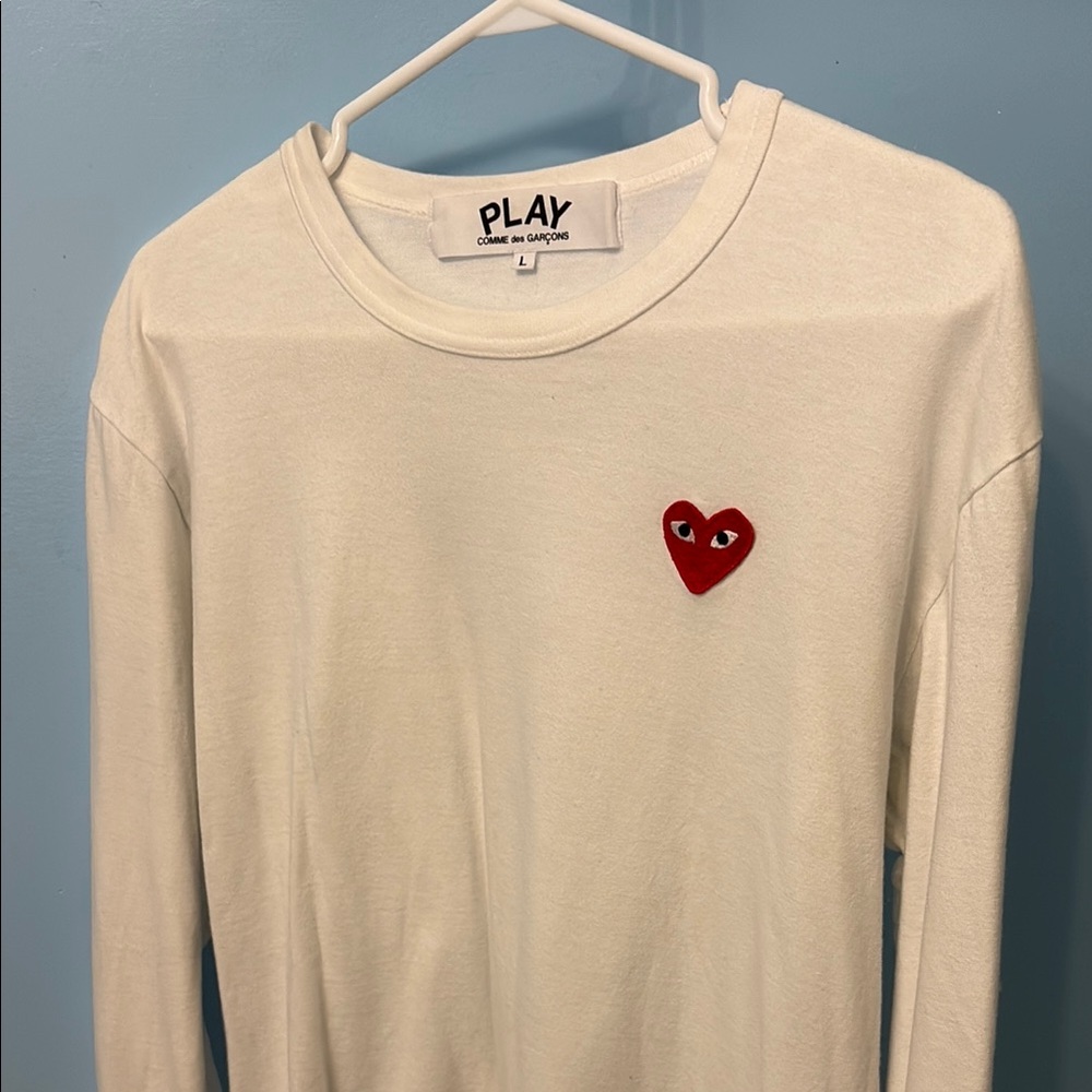 Comme des Garçons Play White Long Sleeve Tee